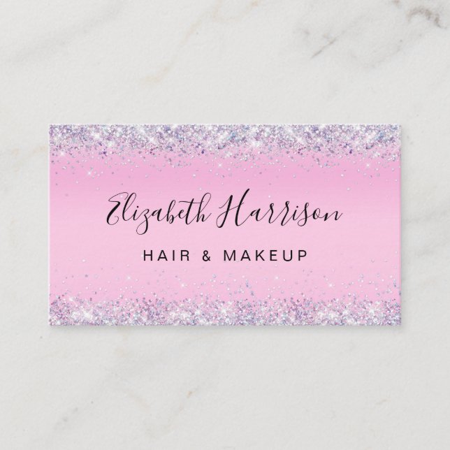 Glitter Confetti Pink Business Card (Front)