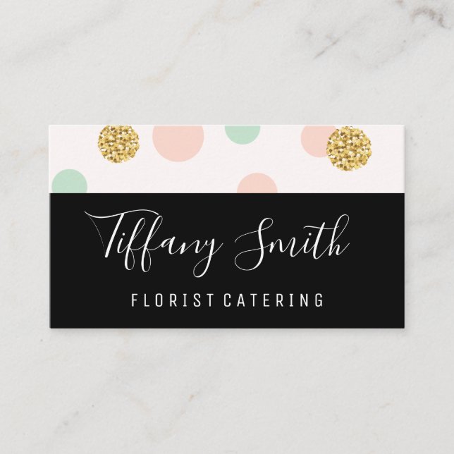 Glitter Confetti | Polka Dot Business Card (Front)