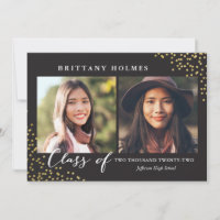 Glitter Confetti Sprinkle 2 Photo Graduation White