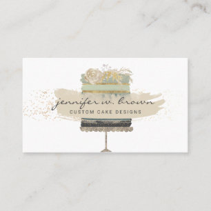 Glitter cream Floral Cake Bakery Dessert Business Card