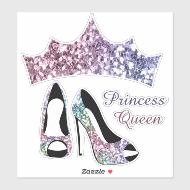 Glitter Crown High Heels Princess Queen (Sheet)