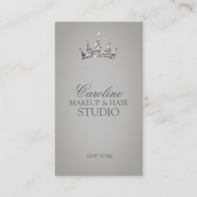 Glitter Crown Symbol Makeup & Hair Stylist Card (Front)