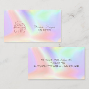 Glitter Cupcake Bakery Holographic Business Card