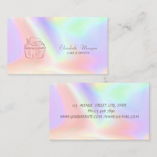 Glitter Cupcake Bakery Holographic Business Card (Front/Back)
