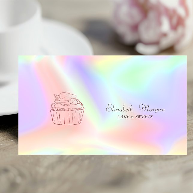 Glitter Cupcake Bakery Holographic Business Card (Creator Uploaded)