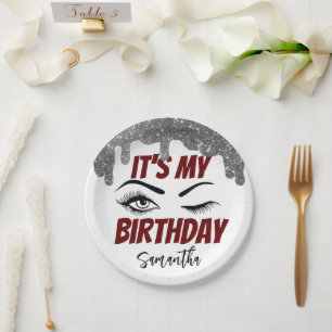 Glitter Cute Birthday 18th   21st   30th   50th Paper Plate