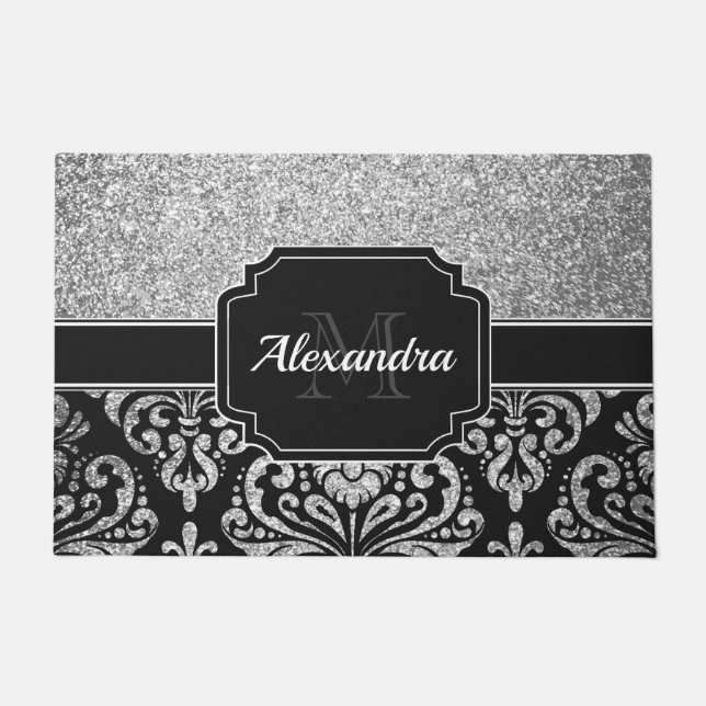 Glitter Damask Doormat (Front)