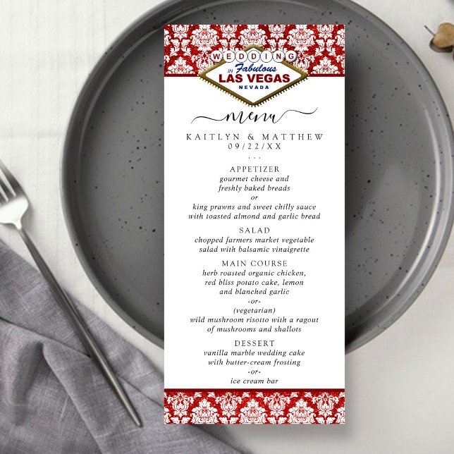Glitter Damask Las Vegas Wedding Menu (Creator Uploaded)