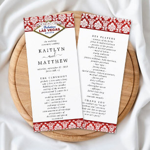 Glitter Damask Las Vegas Wedding Program Rack Card
