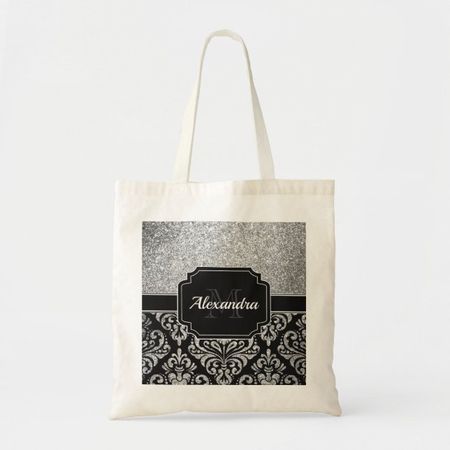 Glitter Damask Tote Bag (Front)