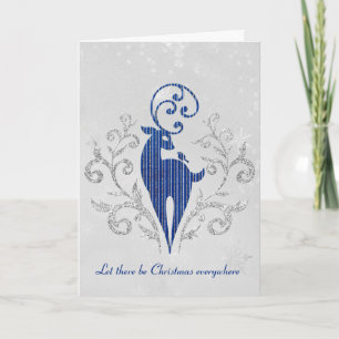 Glitter Deer On Snowflake Design Card