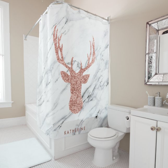 Glitter Deer Shower Curtain (In Situ)
