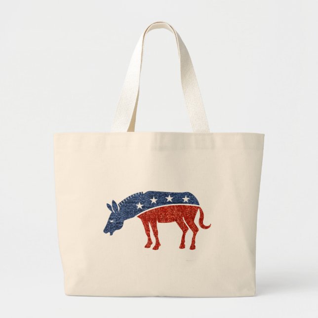 glitter democrat donkey large tote bag (Front)