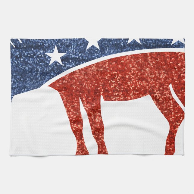 glitter democrat donkey tea towel (Horizontal)