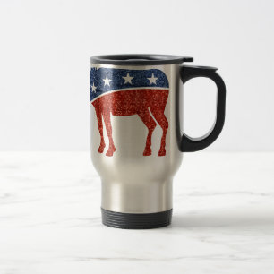 glitter democrat donkey travel mug