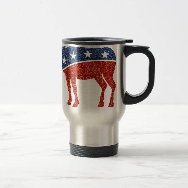 glitter democrat donkey travel mug (Right)