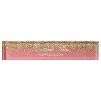 Glitter Desk Nameplate Pink