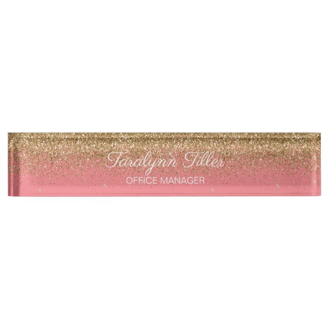 Glitter Desk Nameplate Pink (Front)