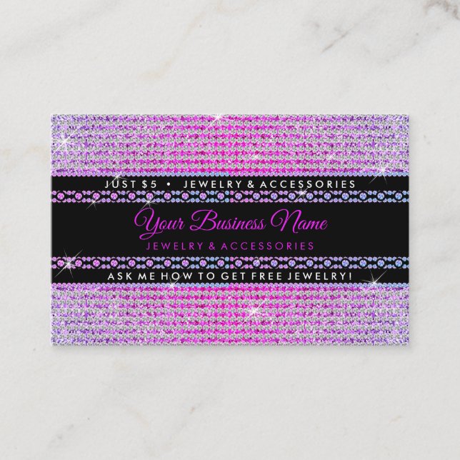 Glitter Diamonds Girly Jewellery Business Card (Front)
