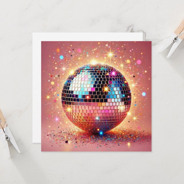 Glitter Disco ball Card. Card (Front/Back In Situ)