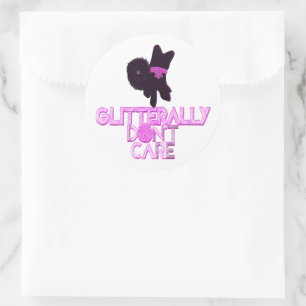 Glitter dog don't care classic round sticker
