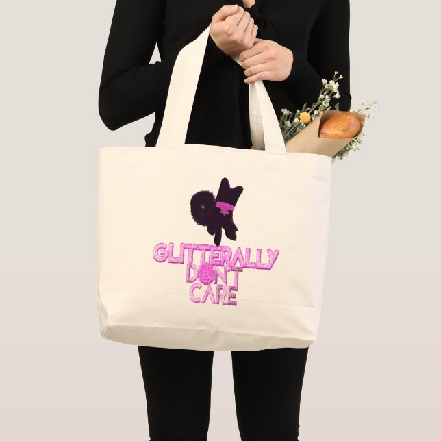 Glitter dog don't care large tote bag (Front (Product))