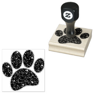 Glitter Dog Paw Print Rubber Stamp