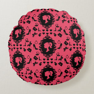 Glitter Doll Birthday Glam Fashion Round Cushion