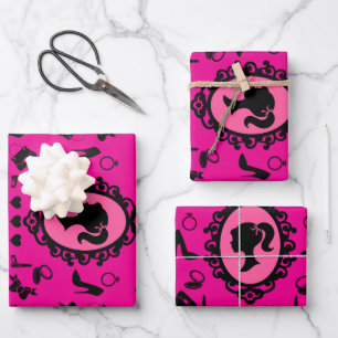 Glitter Doll Birthday Glam Fashion  Wrapping Paper Sheet