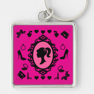 Glitter Doll Birthday Pink Glam Fashion Key Ring