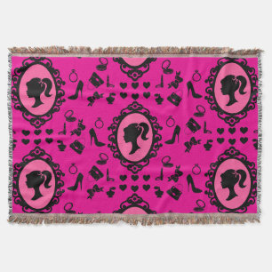 Glitter Doll Birthday Pink Glam Fashion Throw Blanket
