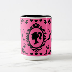 Glitter Doll Birthday Pink Glam Fashion  Two-Tone Coffee Mug