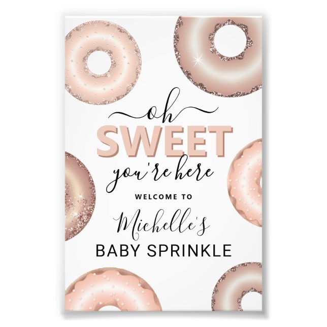 Glitter Donut Baby Sprinkle Girl Welcome Photo Print (Front)