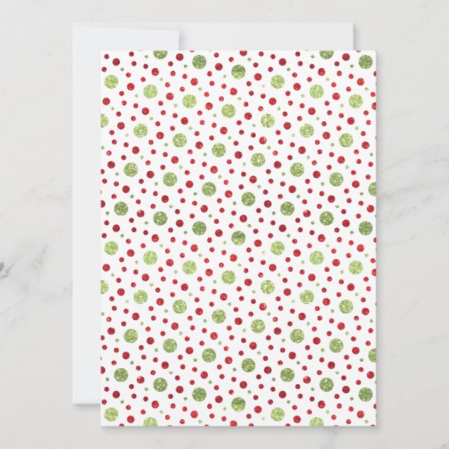 Glitter Dots in Christmas Red and Green Glitter Holiday Card (Front)