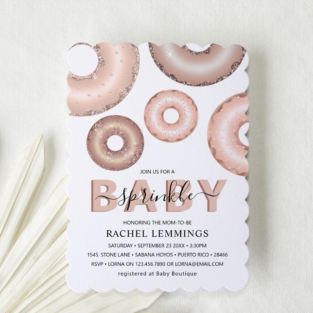 Glitter Doughnut Baby Sprinkle Girl Baby Shower Invitation (Creator Uploaded)