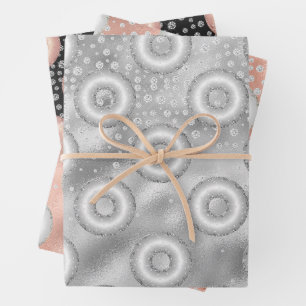 Glitter Doughnut Confetti Pattern Wrapping Paper Sheet