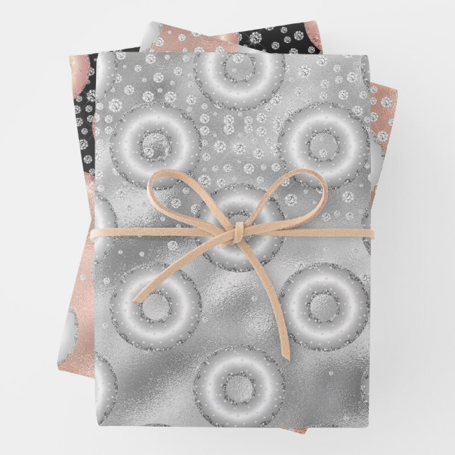 Glitter Doughnut Confetti Pattern Wrapping Paper Sheet (In situ)