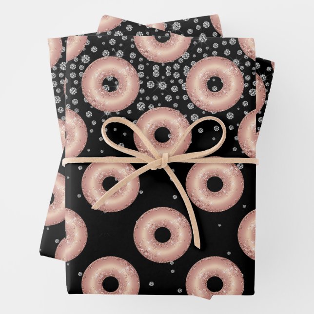 Glitter Doughnut Confetti Pattern Wrapping Paper Sheet (In situ)