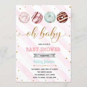 Glitter doughnuts baby shower party invitation