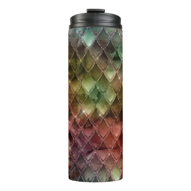 Glitter Dragon Scale Pattern Thermal Tumbler (Front)