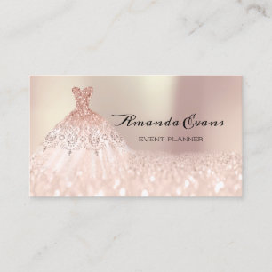 Glitter Dress Rose Wedding Makeup Event Planner Appointment Card