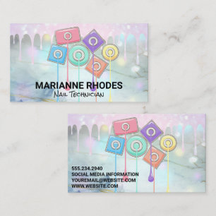 Glitter Drip Bokeh   Nail Polish Bottles Business Card
