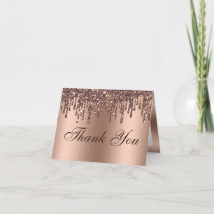Glitter Drip Bronze Baby Feet Thank You Card