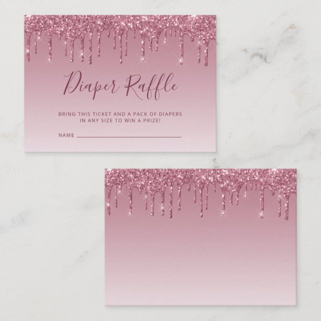 Glitter Drip Burgundy Baby Shower Diaper Raffle Enclosure Card (Front/Back)