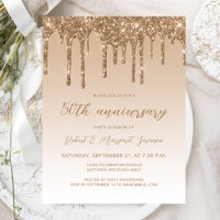 Glitter Drip Gold 50th Anniversary Script