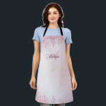 glitter drip personalised name monogram apron<br><div class="desc">a girly glam design rose gold purple colours and elegant monogram text. The text features can be customised.</div>