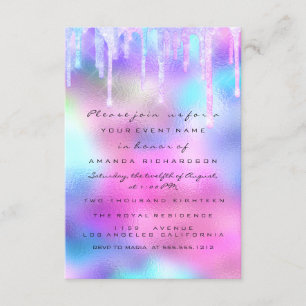 Glitter Drip Silver Unicorn  Bridal Girl 16th 15th Invitation