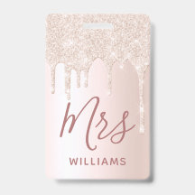 Glitter Drip Teacher Custom Name Lanyard ID Badge