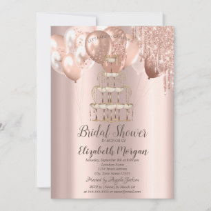 Glitter Drips Balloons Champagne Bridal Shower Invitation