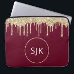 Glitter Drips Burgundy Gold Girly Monogrammed Laptop Sleeve<br><div class="desc">Luxury Gold and Burgundy Red Faux Glitter and Sparkle Elegant Monogrammed Initials Case. This case can be customised to include your initial and first name.</div>